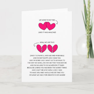 私は恋しく思あなたに – 戻ってほしい – ごめんなさい カード