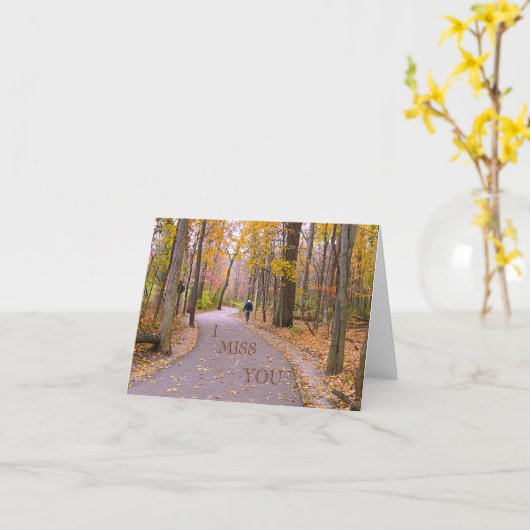 私は恋しく思あなた/一人の男の歩くを巻き上げ道を通る カード (黄色い花)