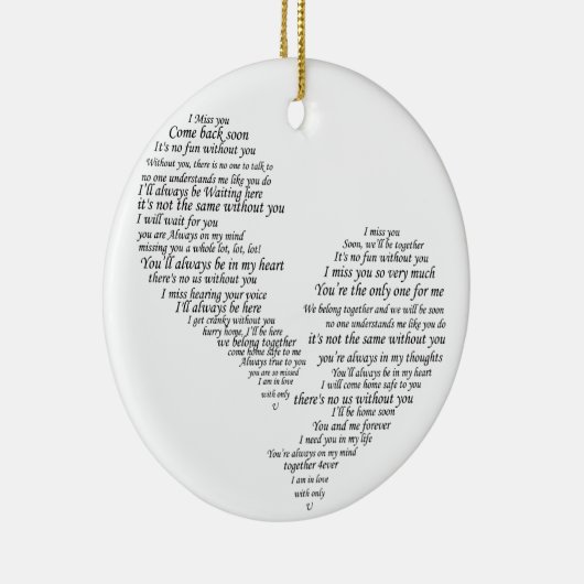 私は恋しく思あなた – 壊れた分離ハート セラミックオーナメント (右)