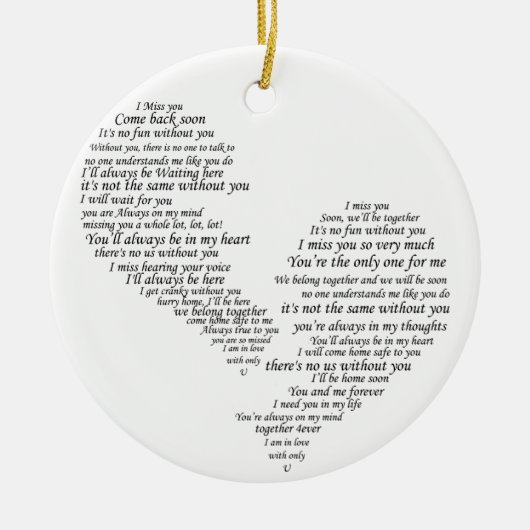 私は恋しく思あなた – 壊れた分離ハート セラミックオーナメント (正面)