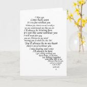 私は恋しく思ハートの半分に文字 カード (黄色い花)