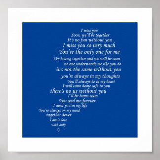 私は恋しく思ハートの半分に文字 ポスター