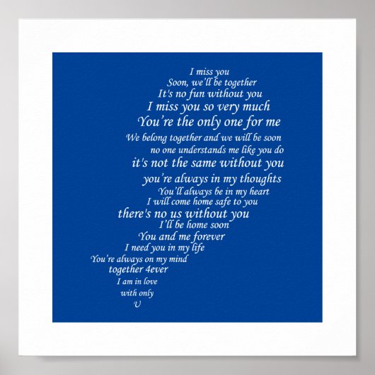 私は恋しく思ハートの半分に文字 ポスター (正面)