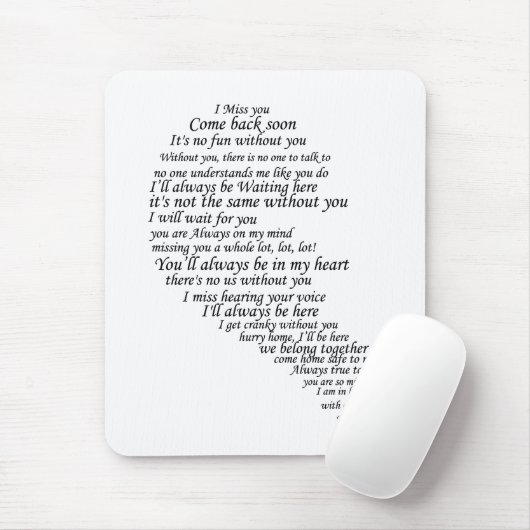 私は恋しく思ハートの半分に文字 マウスパッド (マウス)