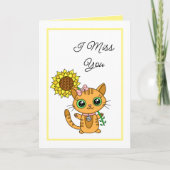 私は恋しく思君 |かわいい猫とひまわり カード (正面)