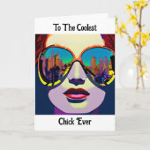 私は恋しく思君 |サングラスシティ・リフレクションの女性 カード (黄色い花)