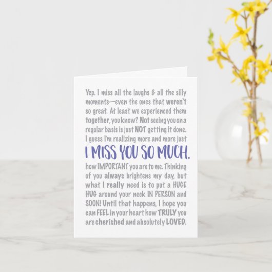 私は恋しく思多くのタイポグラフィメッセージカード カード (黄色い花)