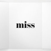 私は恋しく思黒いタイポグラフィモダン名前をカスタムする 三つ折りカード (内部中)