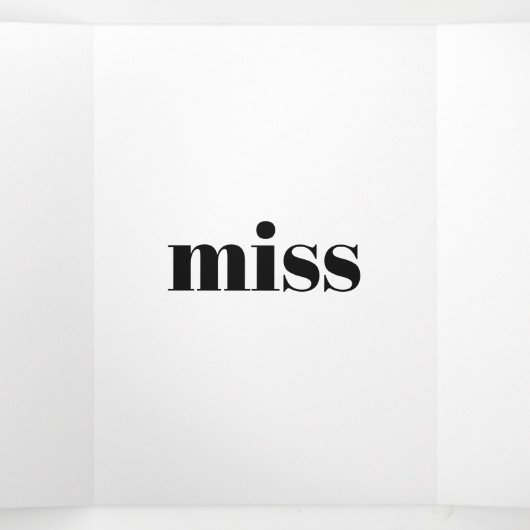 私は恋しく思黒いタイポグラフィモダン名前をカスタムする 三つ折りカード (内部中)