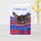 私は恋しく思、チワワ犬、ユーモア、 カード (黄色い花)