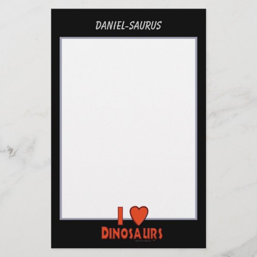 私は恐竜の赤い白黒カスタムの紙を愛します 便箋 (正面)