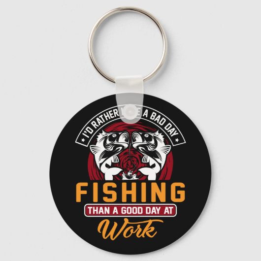 私は悪い日の魚釣りボタン車のマグネを持っている キーホルダー (正面)