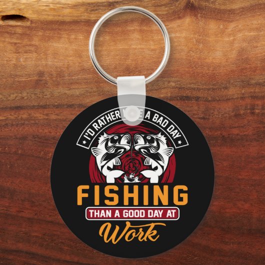 私は悪い日の魚釣りボタン車のマグネを持っている キーホルダー (正面)