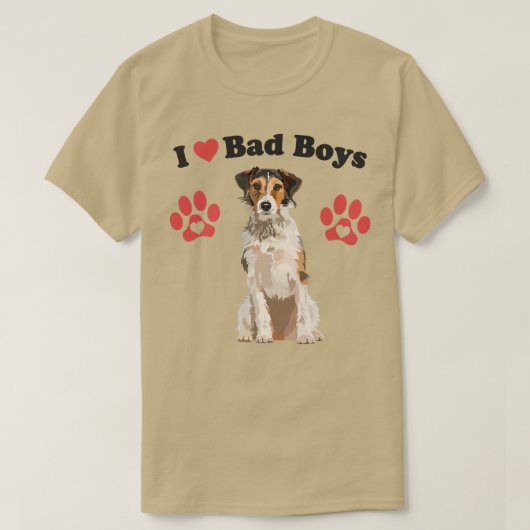 私は悪い男の子を愛おもしろい男性キツネテリア子犬M Tシャツ (デザイン正面)