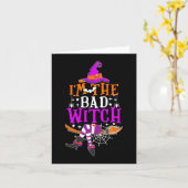 私は悪い魔女のハロウィンおもしろいの衣装だ カード (黄色い花)