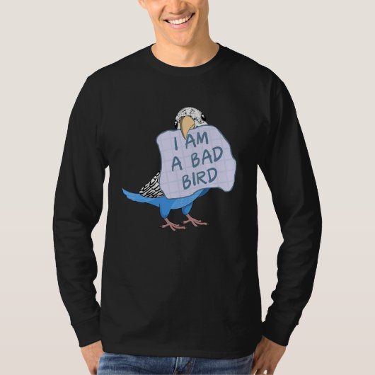 私は悪い鳥だ青いブジーのオウム Tシャツ (正面)