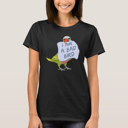 私は悪い鳥でインコおもしろいウを口に付ける Tシャツ (正面)