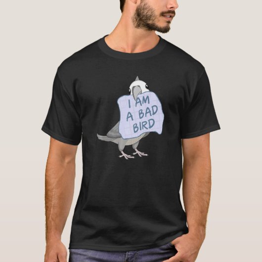 私は悪い鳥は白い顔の灰色のコッカティエルParro Tシャツ (正面)