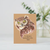 私は悲しくも不機嫌でもない。これが私のフクロウの見た目だ ポストカード (スタンド正面)