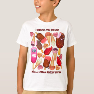私は悲鳴を上げる皆さんアイスクリームを欲しがる Tシャツ
