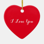 私は愛あなたバレンタインデクリスマス赤いハート セラミックオーナメント (正面)