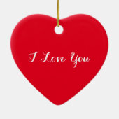 私は愛あなたバレンタインデクリスマス赤いハート セラミックオーナメント (裏面)