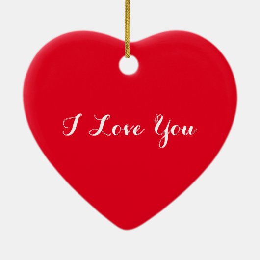 私は愛あなたバレンタインデクリスマス赤いハート セラミックオーナメント (裏面)