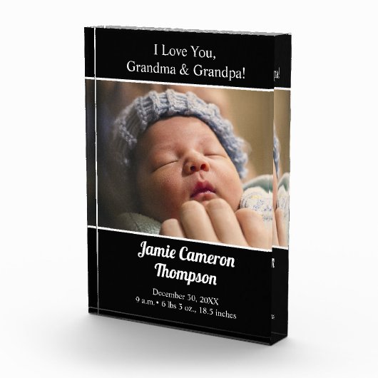 私は愛おばあちゃんグランドパベビー写真誕生 フォトブロック (右)