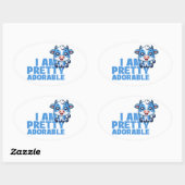 私は愛かわいらしらしい青と白の牛だ 楕円形シール (シート)