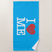 私は愛している ビーチタオル (正面)