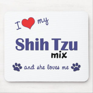私は愛しますシーズー（犬）のTzuの私の組合せ(メス犬)を マウスパッド