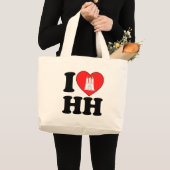 私は愛しますハンブルク(HH)を ラージトートバッグ (正面(商品))