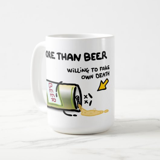 "私は愛しますビールよりもっと" コーヒーマグカップ (正面左)