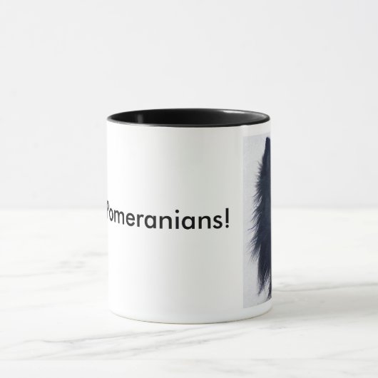 "私は愛しますポメラニア犬を!" 水彩画の絵画のマグ マグカップ (中央)