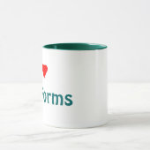 私は愛します型枠の緑の信号器のマグ(右手)を マグカップ (中央)