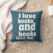 私は愛します本の装飾用クッション(暗いティール（緑がかった色）)を クッション (ブランケット)