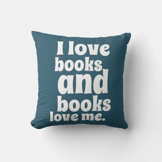 私は愛します本の装飾用クッション(暗いティール（緑がかった色）)を クッション (正面)