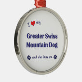 私は愛します私のより素晴らしいスイス山犬(メス犬)を メタルオーナメント (右)