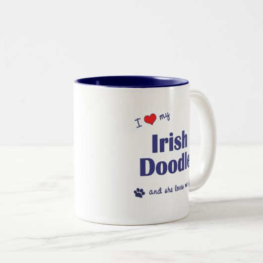 私は愛します私のアイルランドの落書き(メス犬)を ツートーンマグカップ (正面右)