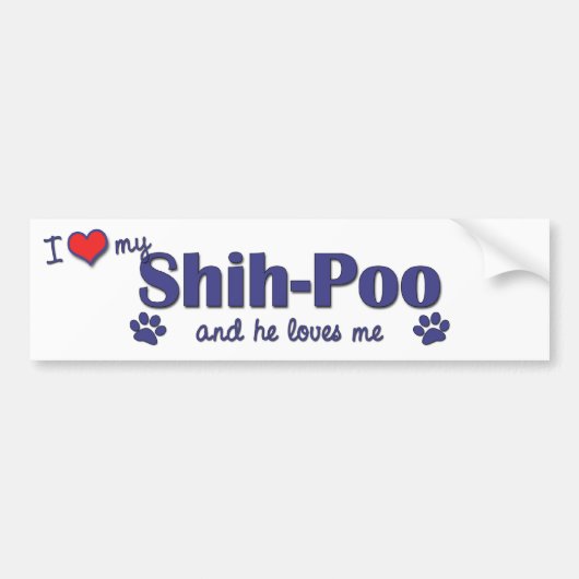 私は愛します私のシーズー(犬)Poo (オス犬)を バンパーステッカー (正面)