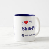 私は愛します私のシーズー(犬)Poo (メス犬)を ツートーンマグカップ (正面右)