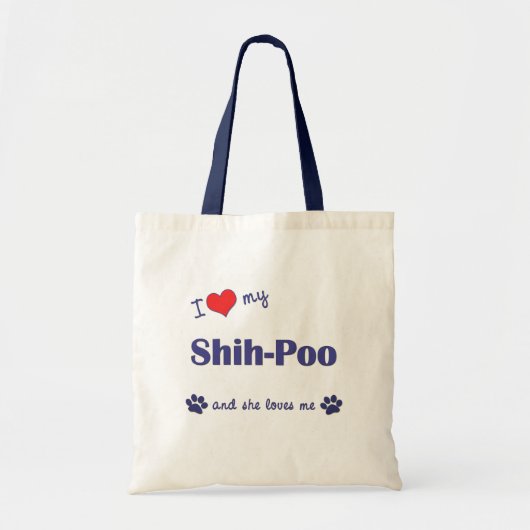 私は愛します私のシーズー(犬)Poo (メス犬)を トートバッグ (正面)