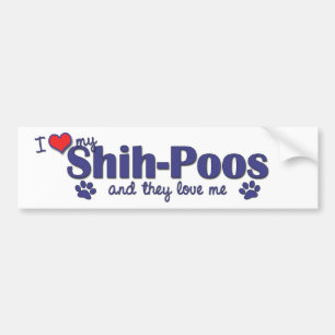 私は愛します私のシーズー（犬）Poos (多数犬)を バンパーステッカー