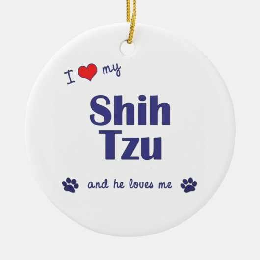 私は愛します私のシーズー(犬) Tzu (オス犬)を セラミックオーナメント (正面)