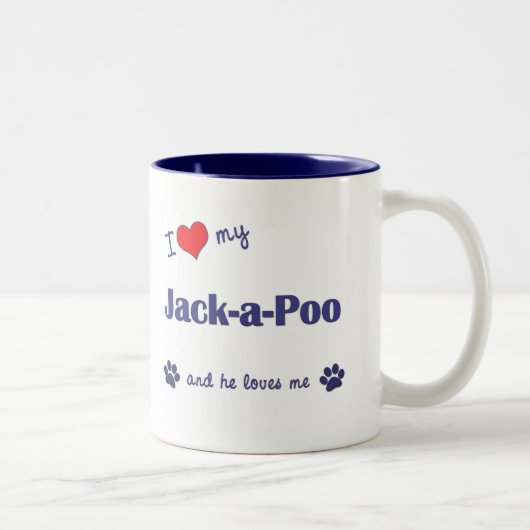 私は愛します私のジャックPoo (オス犬)を ツートーンマグカップ (右)