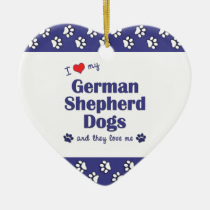 私は愛します私のジャーマン・シェパード犬(多数犬)を セラミックオーナメント