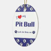 私は愛します私のピット・ブル(メス犬) セラミックオーナメント (左)