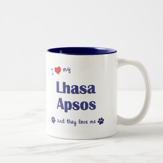 私は愛します私のラサApsos (多数犬)を ツートーンマグカップ (右)