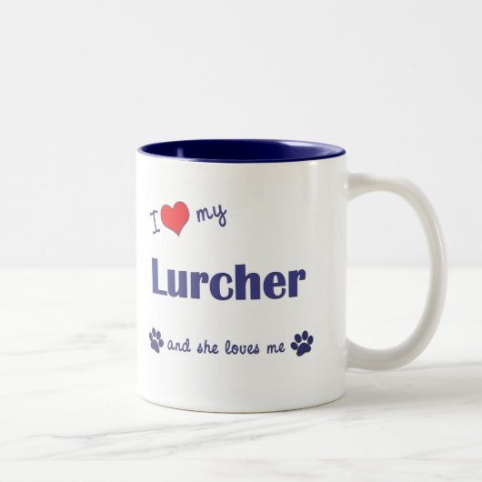 私は愛します私のラーチャー(メス犬)を ツートーンマグカップ (右)
