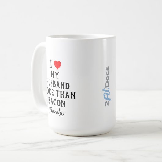 私は愛します私の夫をベーコンのマグ(15oz)よりもっと コーヒーマグカップ (正面左)